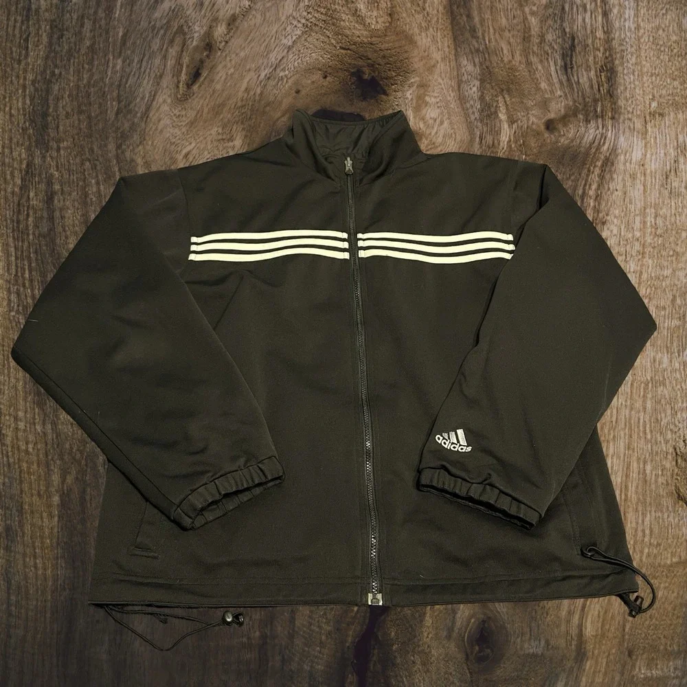 Vtg Adidas Reversible Windbreaker Track Jacket Black‎ Large